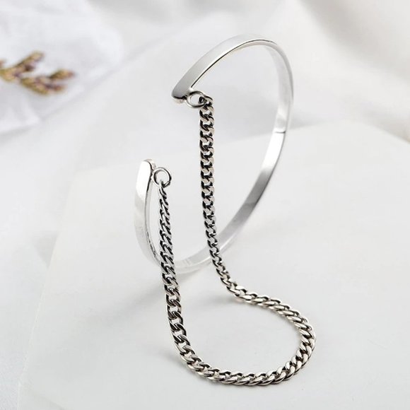 *NEW 925 Sterling Silver Layered Chain Cuff - Picture 9 of 10